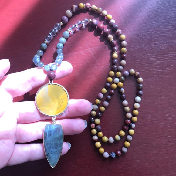 8mm Mala with Labradorite, smoky quarts, Mookaite - Picture 2 of 12